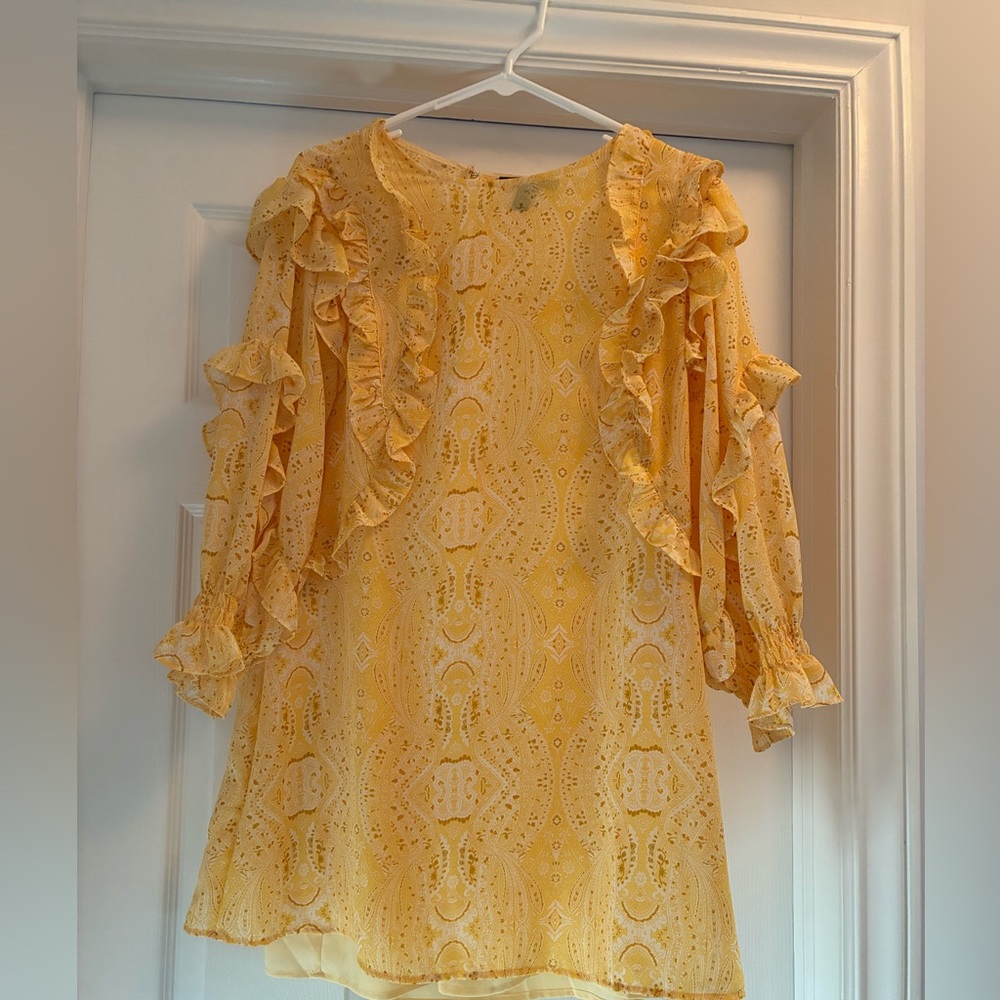 Yellow Paisley Long Sleeve Dress